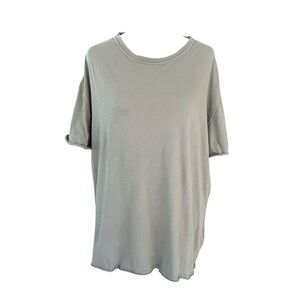 We The Free Oversized Tee Short Sleeve Khaki Green Womens M Rolled Hem Boho